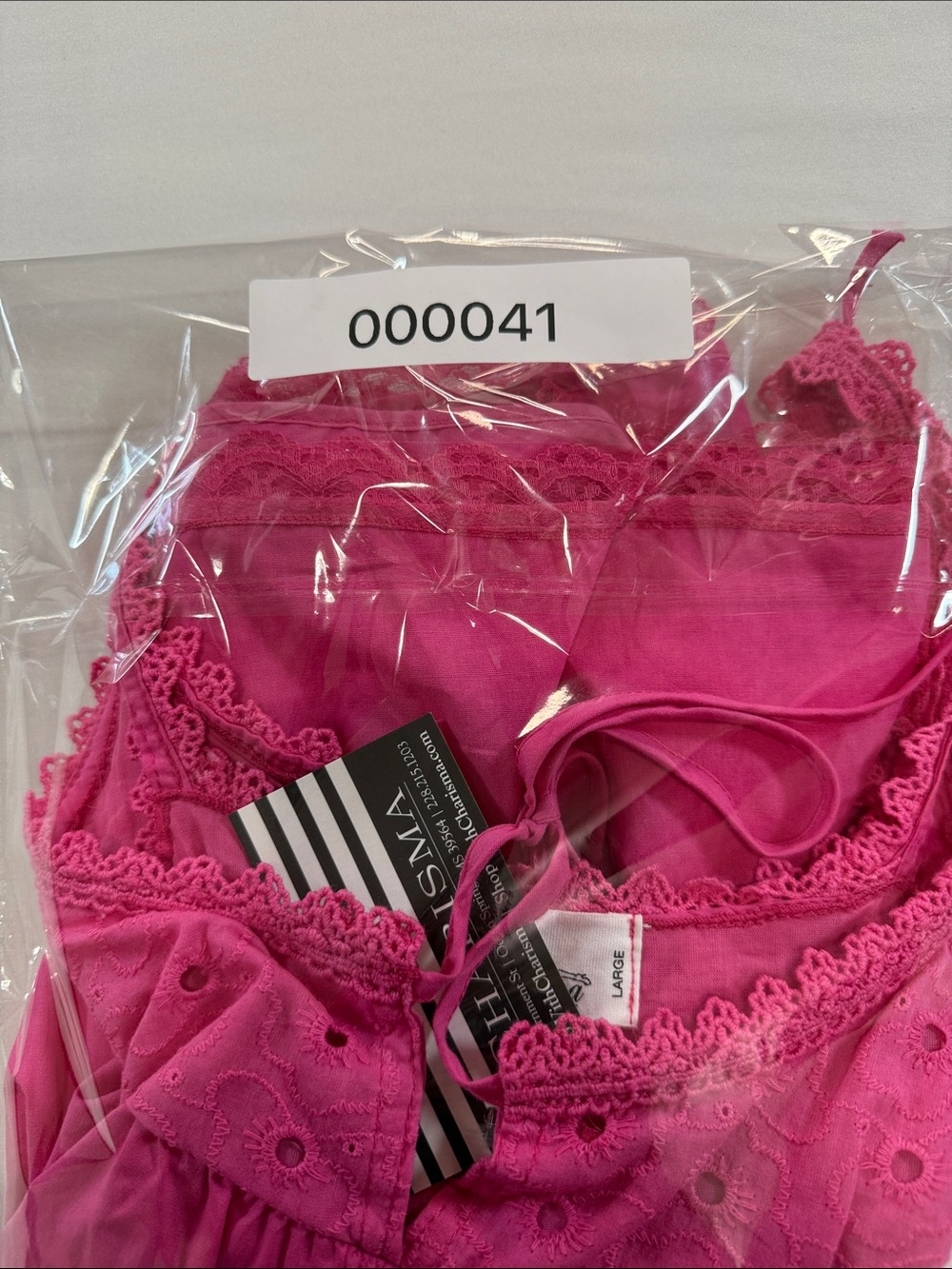 Charisma Fuchsia Lace-Trim Camisole Top Size L - Picture 9 of 9